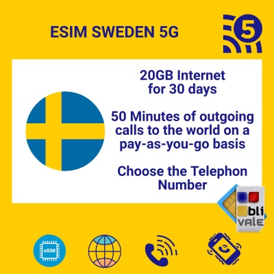 blivale_en_esim_sweden_5g_20gb_internet_50_minutes_telephon_number_1080x1080 eSIM para SUECIA (SE) con 20 GB y 50 minutos y número de teléfono