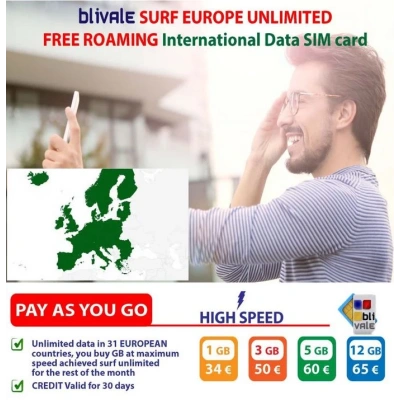 blivale_image_pay_as_you_go_surf_europe_unlimited_free_roaming_gb_worldwide BLIVALE SIM Card Surf Europe Unlimited: unlimited GB of data in 4G in the European Community